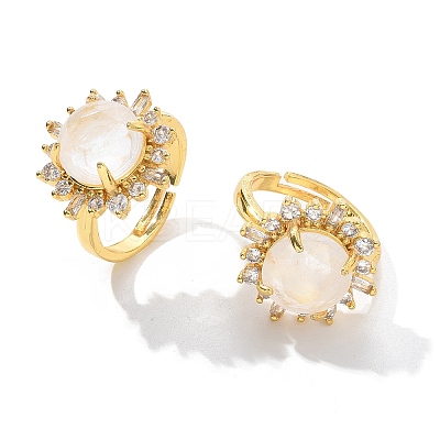 Sunflower Natural Quartz Crystal Finger Rings RJEW-B113-03G-07-1