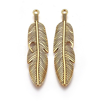 Tibetan Style Alloy Feather Big Pendants LS-TIBEP-A12720-AG-RS-1
