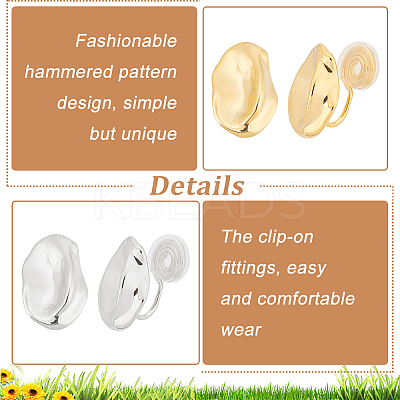 2 Pairs 2 Colors Brass Twist Oval Cuff Earrings EJEW-AN0004-92-1
