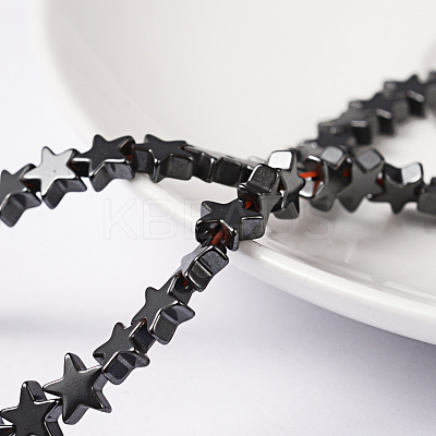 Black Christmas Star Non-Magnetic Synthetic Hematite Beads Strands X-G-D015-21-1