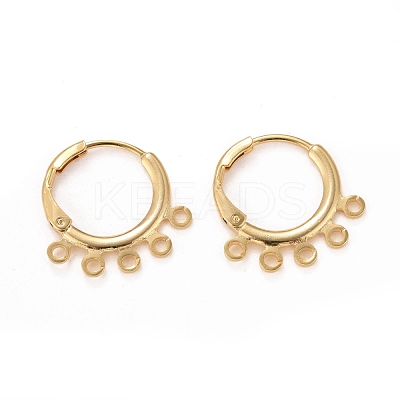 5-hole Rack Plating Eco-friendly Brass Huggie Hoop Earring Findings KK-D075-06G-RS-1
