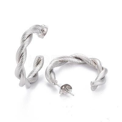 Tarnish Resistant 201 Stainless Steel Half Hoop Earrings EJEW-F257-07P-1