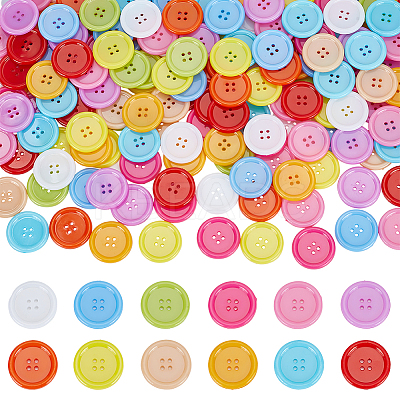 240pcs 12 Colors Plastic Button KY-CP0001-01-1