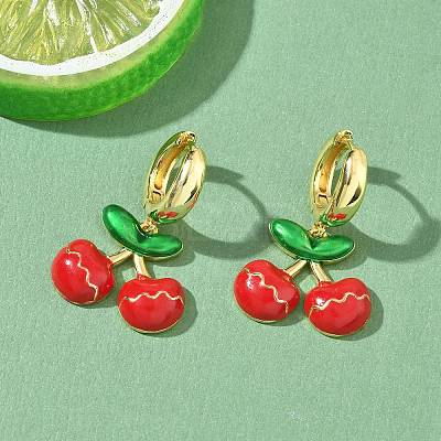 Brass & Enamel Hoop Dangle Earrings for Women EJEW-A167-20G-02-1