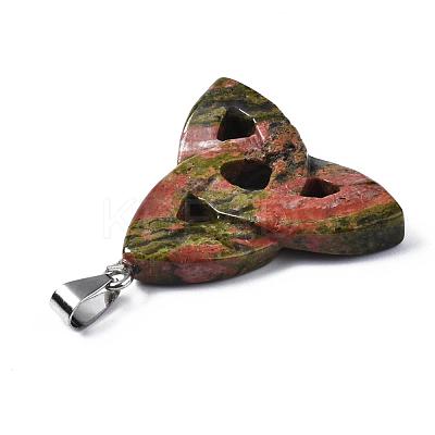 Triangle Knot Natural & Synthetic Mixed Stone Pendants with Brass Clasps G-R220-09-1