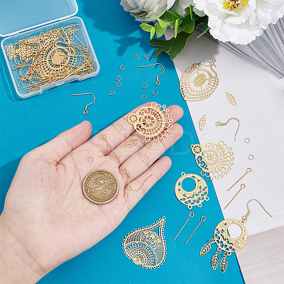 DIY Filigree Dangle Earring Making Kit DIY-UN0003-49-1