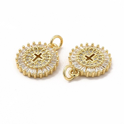 Rack Plating Brass Cubic Zirconia Pendants KK-G456-13G-1