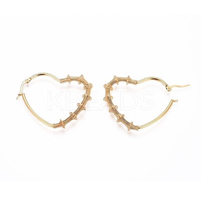Long-Lasting Plated 304 Stainless Steel Wire Wrapped Hoop Earrings LS-EJEW-D250-01B-G-1