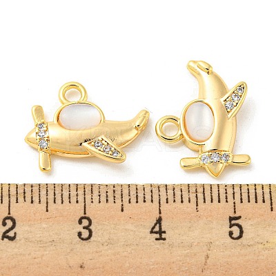 Brass Micro Pave Cubic Zirconia with Shell Pendants KK-Q809-15G-1