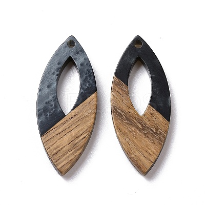 Opaque Resin & Walnut Wood Pendants RESI-N025-047B-04-1