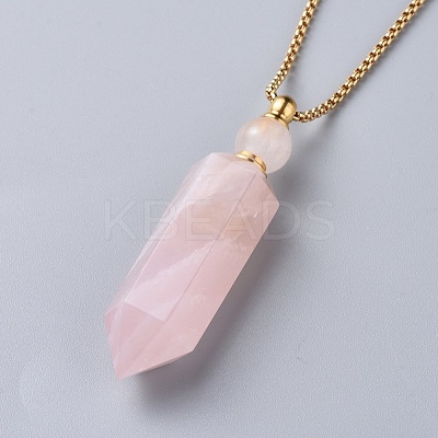 Natural Gemstone Perfume Bottle Pendant Necklaces NJEW-F251-09G-1