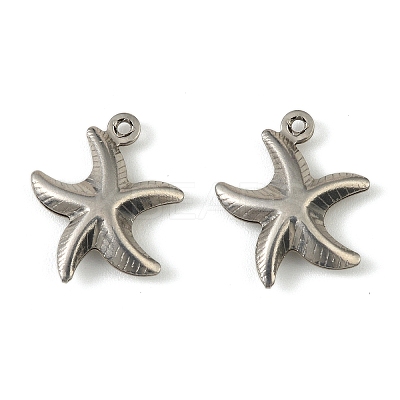 304 Stainless Steel Pendants. Starfish Charm STAS-A190-03P-1