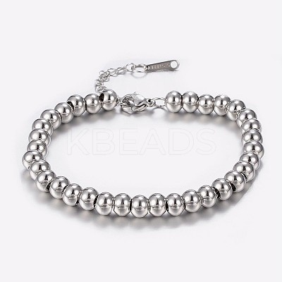 Tarnish Resistant 304 Stainless Steel Bracelets with 201 Stainless Round Beads LS-BJEW-I238-12P-1