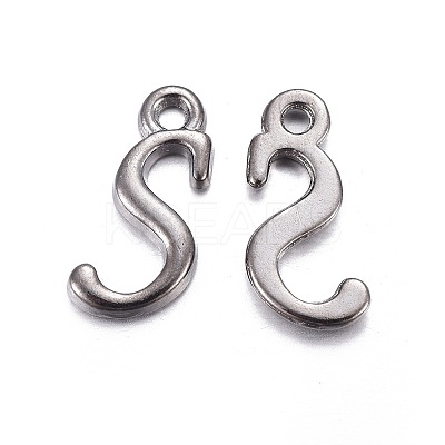 Gunmetal Plated Alloy Letter Pendants LS-PALLOY-J718-01B-S-1