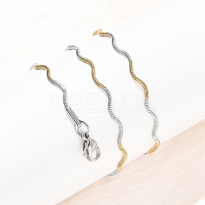 1.5MM Two Tone 304 Stainless Steel Wave Snake Chain Necklaces for Women NJEW-G194-01GP-1