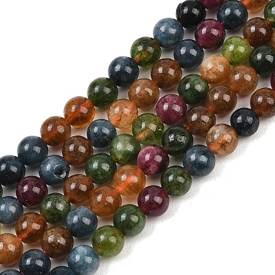 Natural Green Jade Imitation Tourmaline Beads Strands G-B046-08D-6mm-1