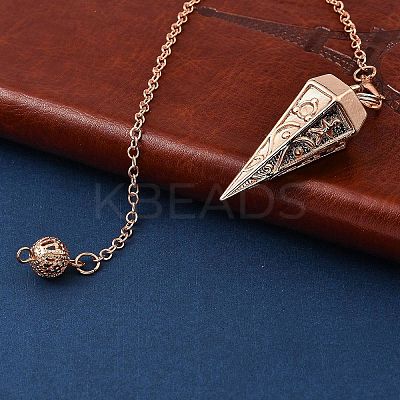 Rack Plating Brass Cone Dowsing Pendulum Pendants AJEW-G064-01RG-1