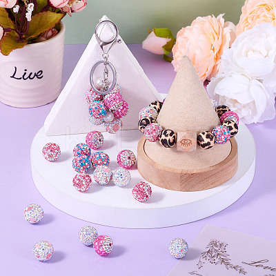 20Pcs 5 Style Polymer Clay Rhinestone Beads CLAY-TA0001-32-1