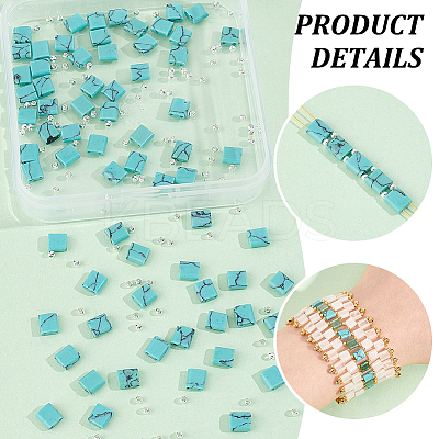 1 Strand Rectangle Synthetic Turquoise Beads Strands G-NB0005-57-1