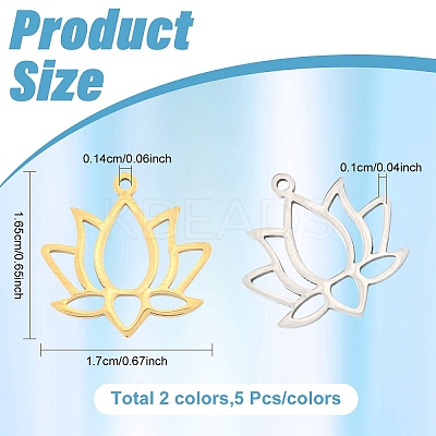 10Pcs 2 Colors 304 Stainless Steel Pendants STAS-YW0003-48-1