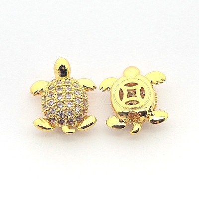 Brass Micro Pave Cubic Zirconia Tortoise Beads ZIRC-L007-42G-1