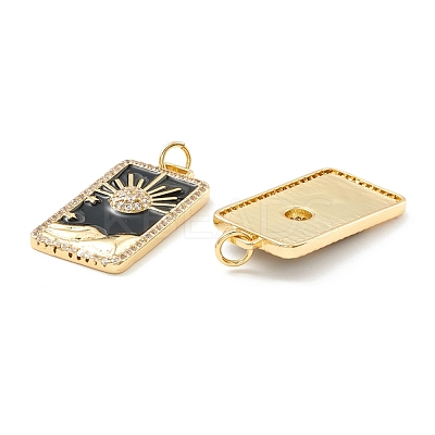 Rack Plating Brass Micro Pave Clear Cubic Zirconia Pendants KK-D073-24G-1