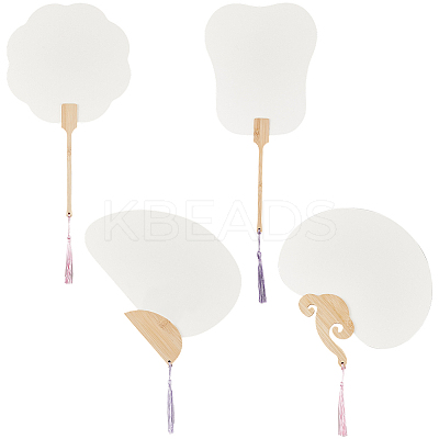 4Pcs 4 Styles Paper Fans AJEW-GF0011-45A-1
