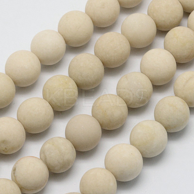 Natural Fossil Beads Strands G-D694-14mm-1