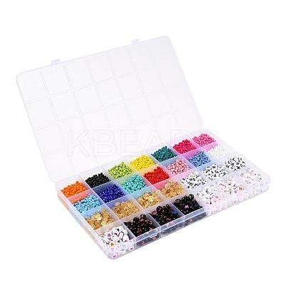 5 Colors Flat Round Acrylic Letter Beads DIY-YW0002-54-1