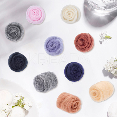 50G 10 Colors Needle Felting Wool Roving DIY-CP0013-77A-1