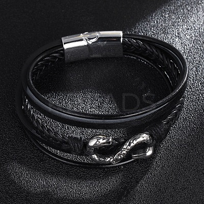 Leather Cords Multi-strand Bracelets with Magnetic Clasp PW-WG89659-01-1