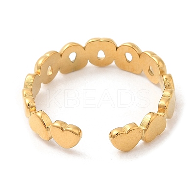 304 Stainless Steel Hollow Heart Open Cuff Rings for Women STAS-D085-16G-1