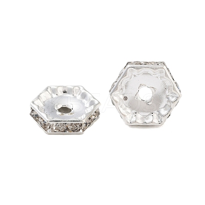 Rack Plating Brass Crystal Rhinestone Hexagon Spacer Beads KK-S379-13P-1