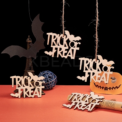 Trick or Treat Halloween Blank Wooden Cutouts Ornaments WOOD-L010-03-1