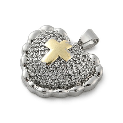 Brass Micro Pave Cubic Zirconia Pendants KK-C091-02B-PG-1