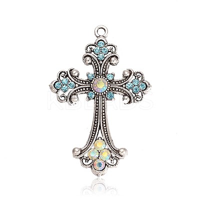 Latin Cross Fleuree Alloy Rhinestone Big Pendants TIBE-M001-167C-1