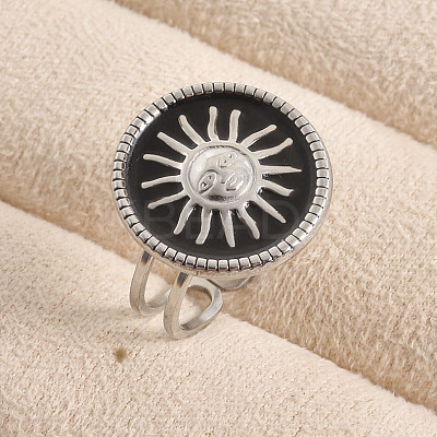 Adjustable Stainless Steel with Enamel Cuff Rings for Women XY2764-2-1