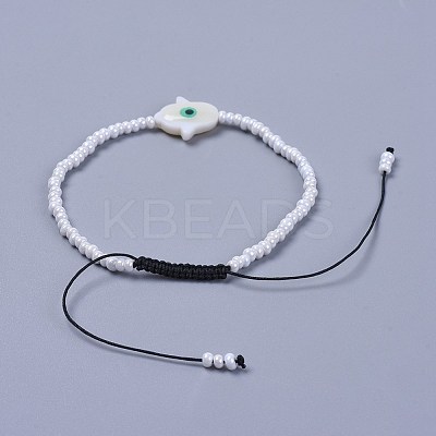 Adjustable Nylon Thread Braided Beads Bracelets BJEW-JB04370-1