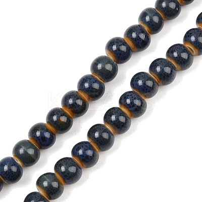 Handmade Fancy Antique Glazed Porcelain Ceramic Round Beads Strands PORC-L019-6mm-07A-1