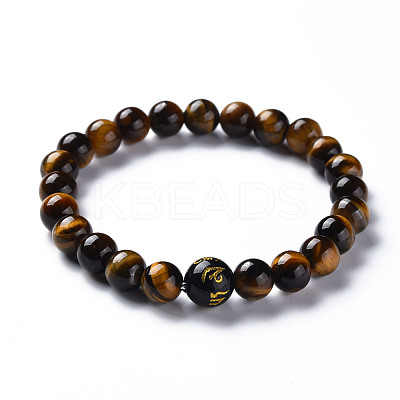Natural Tiger Eye Mala Bead Bracelets BJEW-N010-014-1