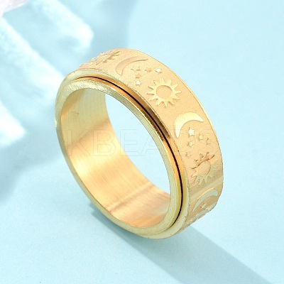 Star & Moon & Sun 304 Stainless Steel Rotatable Finger Ring LS-PW-WG61315-09-1