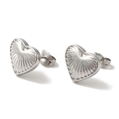 Non-Tarnish 304 Stainless Steel Heart Stud Earrings for Women EJEW-Z066-11P-1