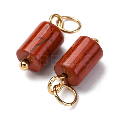 Natural Red Jasper Column Charms with 304 Stainless Steel Jump Rings G-Q032-01C-1