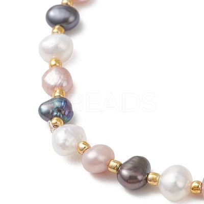 Natural Cultured Freshwater keishi Pearl & Seed Beads Streth Bracelets for Women BJEW-JB13181-1