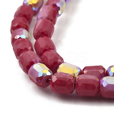 Frosted Imitation Jade Glass Beads Strands GLAA-P058-08A-10-1