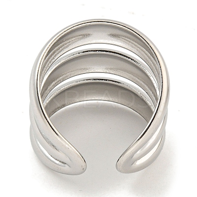 Non-Tarnish 304 Stainless Steel Three Layers Wide Open Cuff Ring for Women RJEW-A043-22P-1