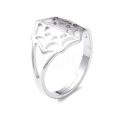 Non-Tarnish 304 Stainless Steel Spider Web Adjustable Rings for Women LS-RJEW-I097-07P-1