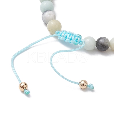 Natural Flower Amazonite Round Beaded Braided Bead Bracelets BJEW-JB10692-04-1