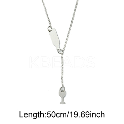 2Pcs 2 Colors Alloy Cable Chain Wine Cup Pendant Y Necklaces for Women AJEW-FS0001-23-1