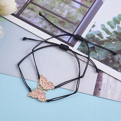 2Pcs Brass Enamel Butterfly Link Bracelets Set JB731B-1